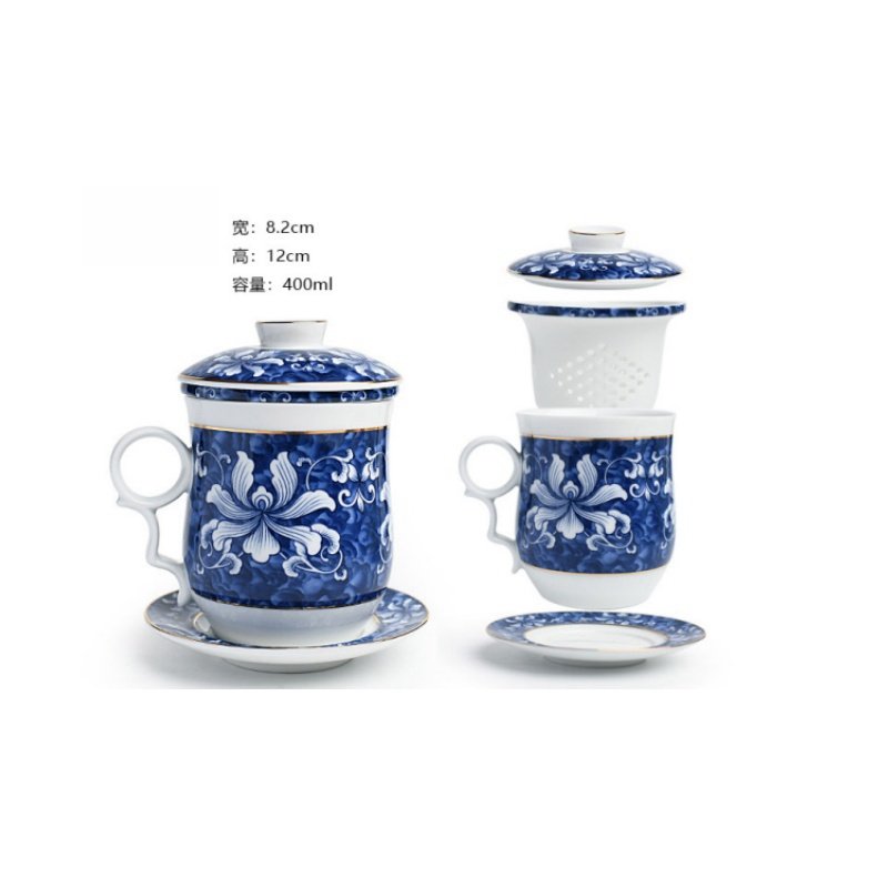 14.2 Fl Oz/420 Ml Forbidden City Traditional Enamel Chinese Ceramic Cups For Tea With Ceramic Infuser And Lid 14.2 Fl Oz/420 Ml Forbidden City Traditional Enamel Chinese Ceramic Cups For Tea With Ceramic Infuser And Lid