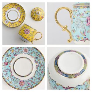 14.2 Fl Oz/420 Ml Forbidden City Traditional Enamel Chinese Ceramic Cups For Tea With Ceramic Infuser And Lid