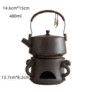 16.9 Fl Oz Chinese Antique Foo Dog Teapot With Candle Warmer