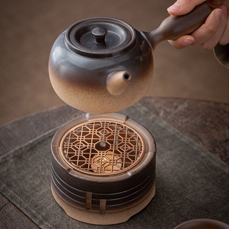 11.8 Fl Oz Black High Mountain Rough Pottery Teapot And Warmer 11.8 Fl Oz Black High Mountain Rough Pottery Teapot And Warmer