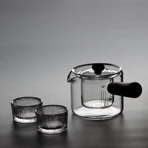16.9 Fl Oz Small Modern Flip-able Glass Infuser Teapot With Side-handle