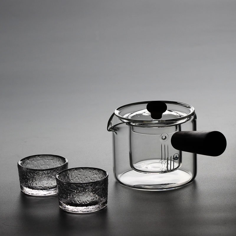 16.9 Fl Oz Small Modern Flip-able Glass Infuser Teapot With Side-handle 16.9 Fl Oz Small Modern Flip-able Glass Infuser Teapot With Side-handle