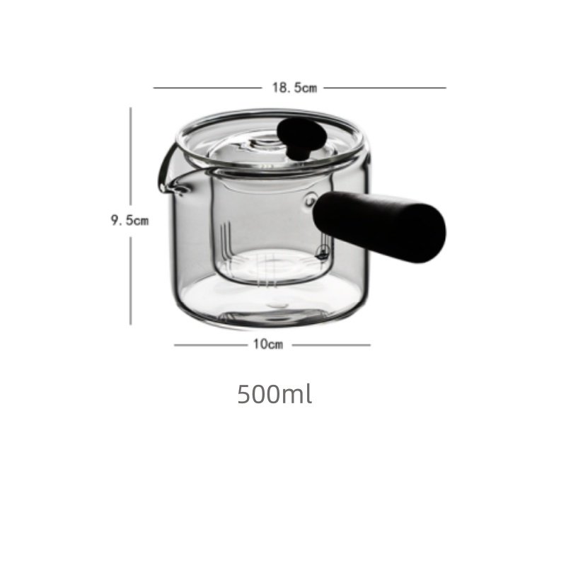 16.9 Fl Oz Small Modern Flip-able Glass Infuser Teapot With Side-handle 16.9 Fl Oz Small Modern Flip-able Glass Infuser Teapot With Side-handle