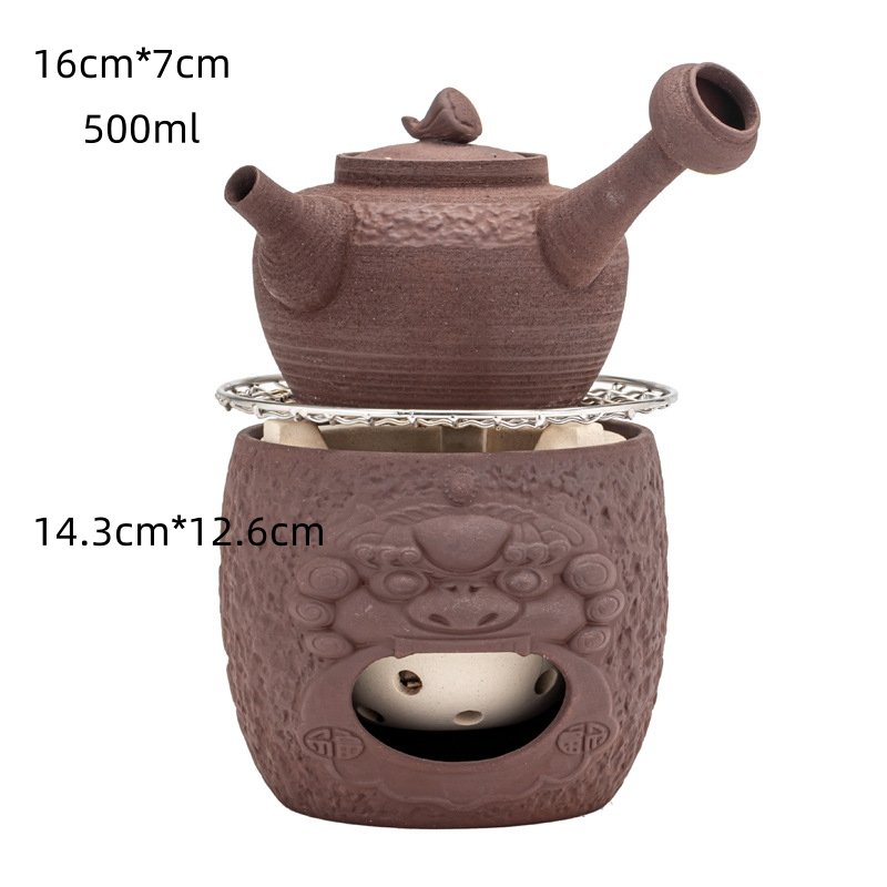 16.9 Fl Oz Chinese Antique Foo Dog Teapot With Candle Warmer 16.9 Fl Oz Chinese Antique Foo Dog Teapot With Candle Warmer