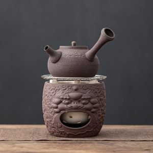 16.9 Fl Oz Chinese Antique Foo Dog Teapot With Candle Warmer