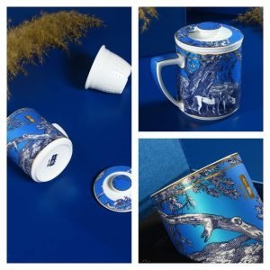 8.1 Fl Oz/240 Ml Blue And White Porcelain Antique Chinese Ceramic Tea Cups