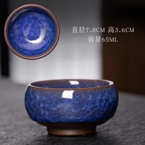 4.7 Fl Oz/140 Ml Crystal Blue Hare’s Fur Style Jian Zhan Ware Tea Cup