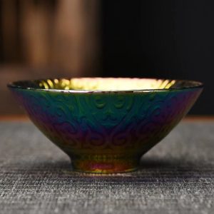 4.4 Fl Oz/130 Ml Cloisonné Fur Style Plum Jian Zhan Ware Teacups