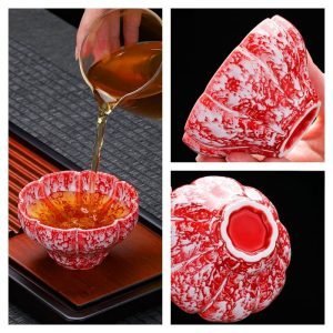 4.4 Fl Oz/130 Ml Cloisonné Fur Style Plum Jian Zhan Ware Teacups