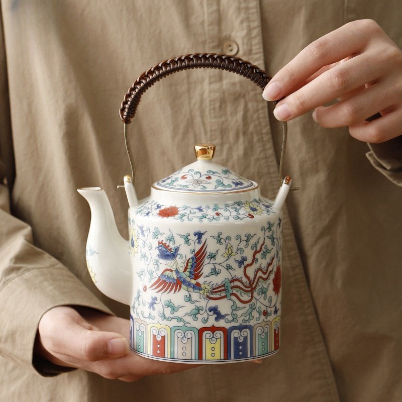 22.3 Fl Oz/660 Ml Hand Painted Phoenix Ancient Pattern Chinese Ceramic Teapot And Cup Set 22.3 Fl Oz/660 Ml Hand Painted Phoenix Ancient Pattern Chinese Ceramic Teapot And Cup Set