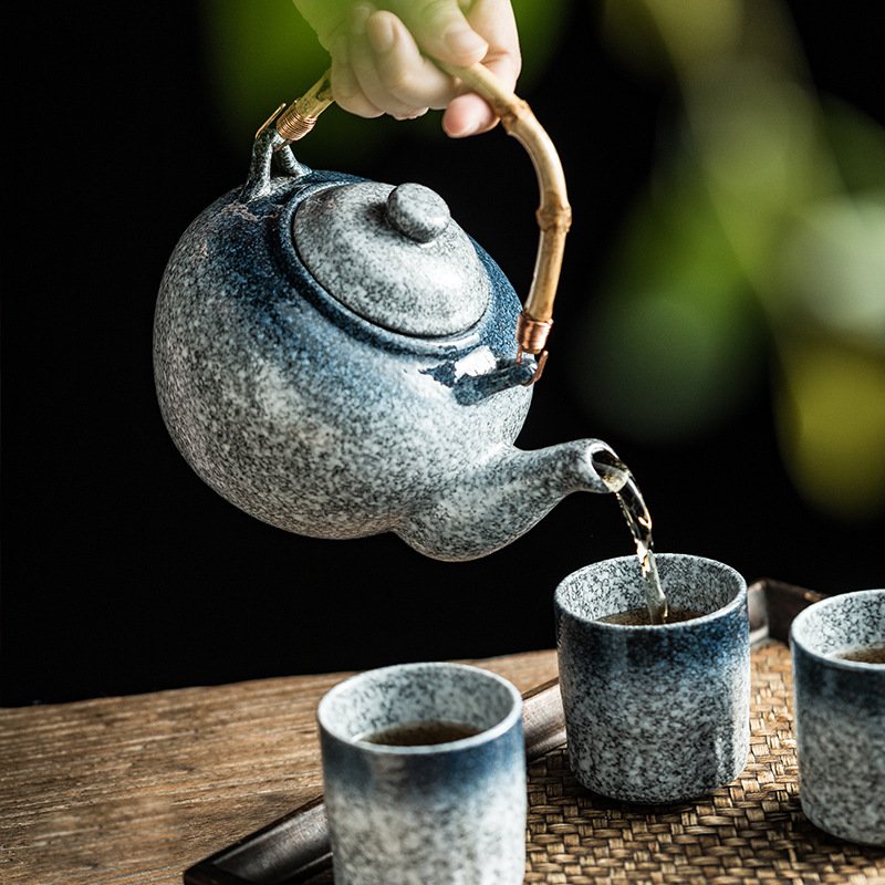 8.1 Fl Oz/240 Ml Antique Blue Ice Crackle Glaze Chinese Teapot And Cup Porcelain Set 8.1 Fl Oz/240 Ml Antique Blue Ice Crackle Glaze Chinese Teapot And Cup Porcelain Set