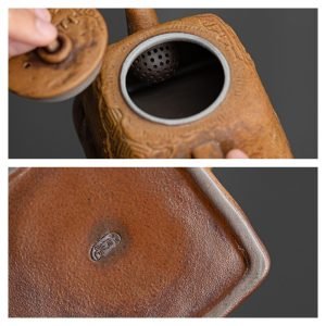 33.8 Fl Oz/1000 Ml Blue And Pink Flower Vintage Chinese Teapot With Bamboo Handle