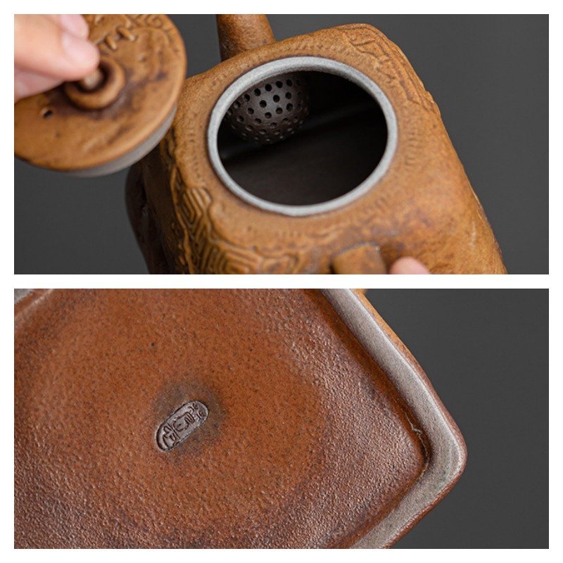 33.8 Fl Oz/1000 Ml Blue And Pink Flower Vintage Chinese Teapot With Bamboo Handle 33.8 Fl Oz/1000 Ml Blue And Pink Flower Vintage Chinese Teapot With Bamboo Handle