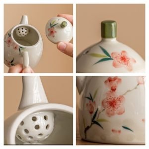 3.4 Fl Oz/100 Ml Antique Hand-painted Flower Porcelain Miniature And Mini Teapot