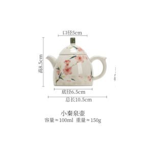 3.4 Fl Oz/100 Ml Antique Hand-painted Flower Porcelain Miniature And Mini Teapot