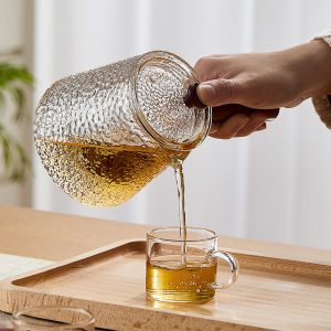 60.9 Fl Oz Large Capacity Amber Borosilicate Vintage Glass Teapot For Sale