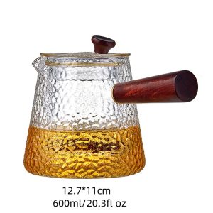60.9 Fl Oz Large Capacity Amber Borosilicate Vintage Glass Teapot For Sale