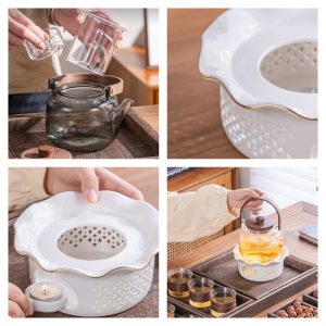 10.1 Fl Oz Pumpkin-shaped Porcelain Teapot And Candle Ceramic Warmer