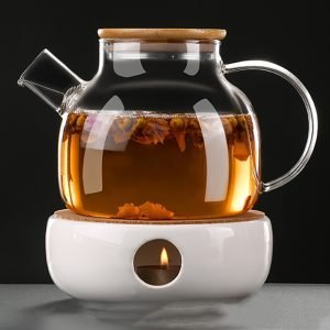 10.1 Fl Oz Pumpkin-shaped Porcelain Teapot And Candle Ceramic Warmer