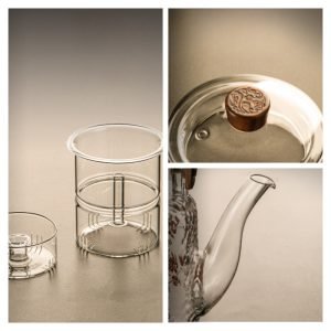 60.9 Fl Oz Large Capacity Amber Borosilicate Vintage Glass Teapot For Sale