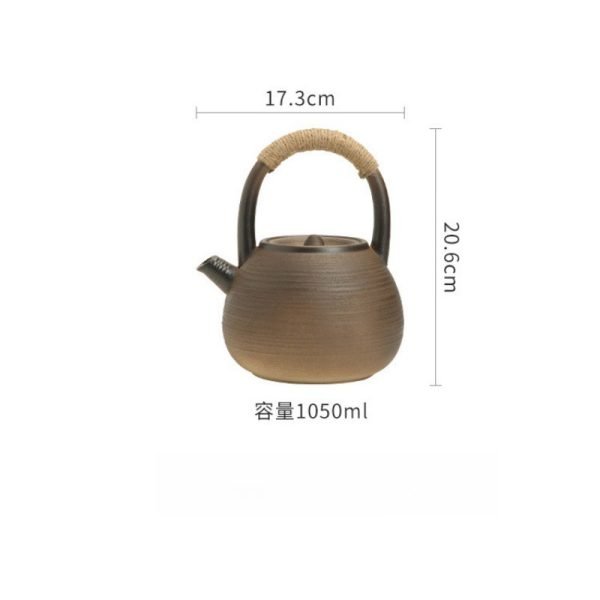 33.8 Fl Oz/1000 Ml Blue And Pink Flower Vintage Chinese Teapot With Bamboo Handle