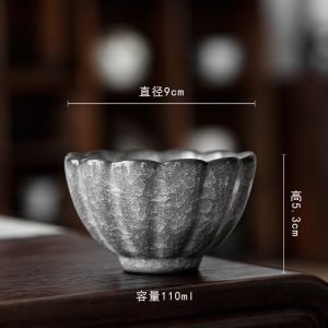 4.4 Fl Oz/130 Ml Peacock And Lotus Golden Gilded Jian Zhan Ceramic Teacups