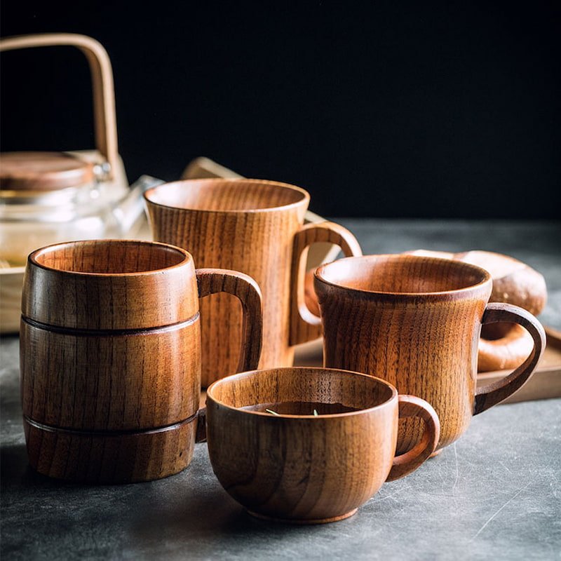 4.1 Fl Oz/120 Ml Japanese Style Wooden Tea Mugs Vintage 4.1 Fl Oz/120 Ml Japanese Style Wooden Tea Mugs Vintage