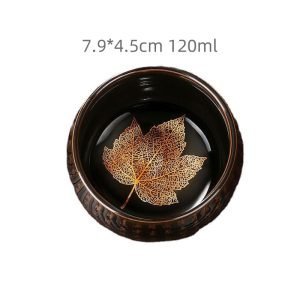 4.1 Fl Oz/120 Ml Buddhist Scriptures Mpale Leaf Jian Zhan Ware Tea Cup For Sale