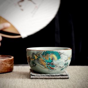 14.2 Fl Oz/420 Ml Forbidden City Traditional Enamel Chinese Ceramic Cups For Tea With Ceramic Infuser And Lid