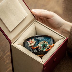 4.4 Fl Oz/130 Ml Cloisonné Fur Style Plum Jian Zhan Ware Teacups