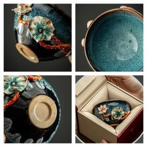 4.4 Fl Oz/130 Ml Cloisonné Fur Style Plum Jian Zhan Ware Teacups