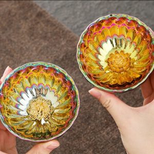 4.4 Fl Oz/130 Ml Peacock And Lotus Golden Gilded Jian Zhan Ceramic Teacups