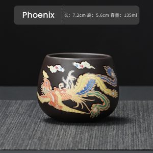 15.2 Fl Oz Colorful Antique Chinese Traditional Ceramic Tea Cups And Chawan Set With Lid And Ceramic Infuser