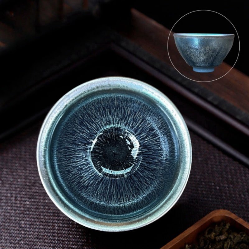 4.7 Fl Oz/140 Ml Crystal Blue Hare’s Fur Style Jian Zhan Ware Tea Cup 4.7 Fl Oz/140 Ml Crystal Blue Hare’s Fur Style Jian Zhan Ware Tea Cup