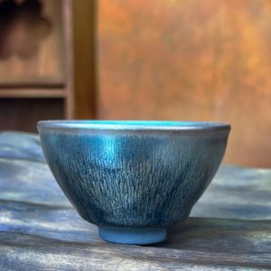 4.7 Fl Oz/140 Ml Crystal Blue Hare’s Fur Style Jian Zhan Ware Tea Cup