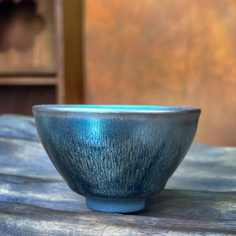 4.7 Fl Oz/140 Ml Crystal Blue Hare’s Fur Style Jian Zhan Ware Tea Cup 4.7 Fl Oz/140 Ml Crystal Blue Hare’s Fur Style Jian Zhan Ware Tea Cup