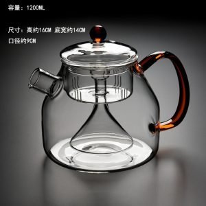 16.9 Fl Oz Small Modern Flip-able Glass Infuser Teapot With Side-handle