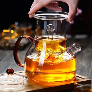 16.9 Fl Oz Small Modern Flip-able Glass Infuser Teapot With Side-handle