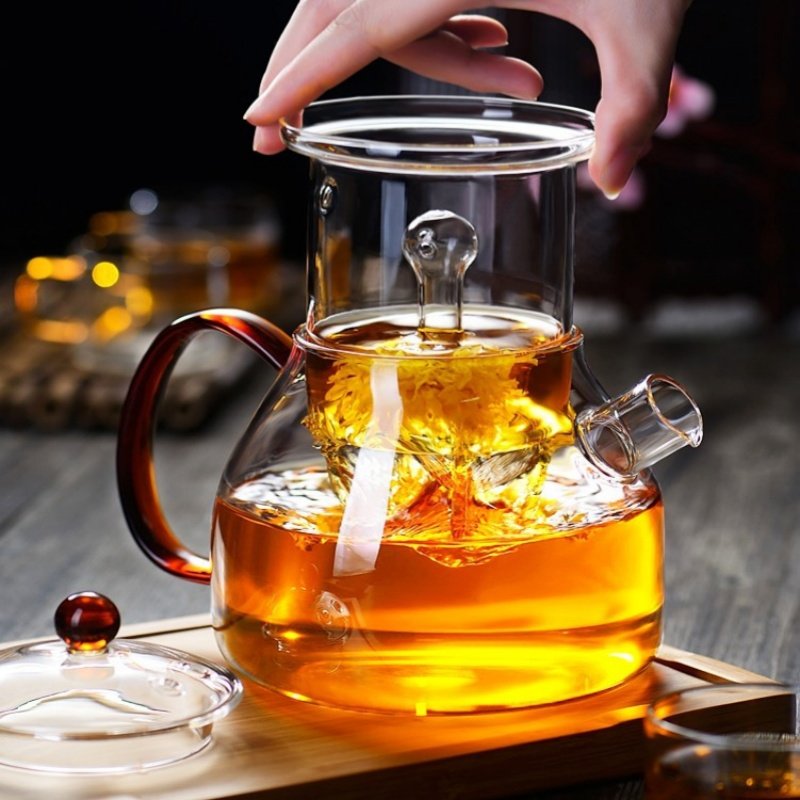 16.9 Fl Oz Small Modern Flip-able Glass Infuser Teapot With Side-handle 16.9 Fl Oz Small Modern Flip-able Glass Infuser Teapot With Side-handle
