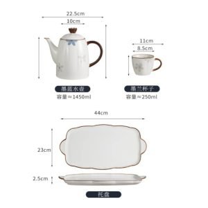 49 Fl Oz/1450 Ml Large Capacity Simple Chinese Vintage Teapot Set