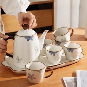 49 Fl Oz/1450 Ml Large Capacity Simple Chinese Vintage Teapot Set