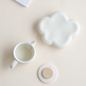 4 Fl Oz/120 Ml Cloud Theme Simple Porcelain Mini Ceramic Teapot For One