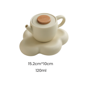 4 Fl Oz/120 Ml Cloud Theme Simple Porcelain Mini Ceramic Teapot For One