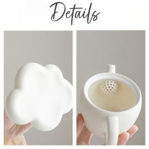 4 Fl Oz/120 Ml Cloud Theme Simple Porcelain Mini Ceramic Teapot For One