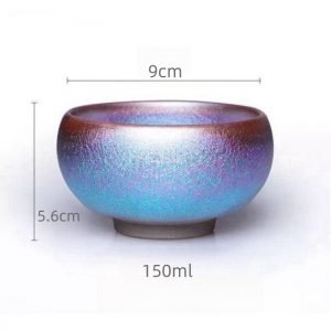 4.7 Fl Oz/140 Ml Crystal Blue Hare’s Fur Style Jian Zhan Ware Tea Cup