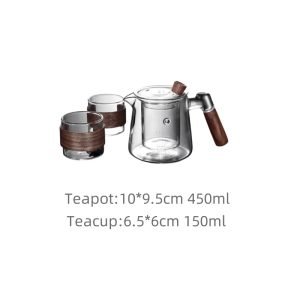 15.2 Fl Oz Wooden Handle Heat Resistant Glass Teapot With Removable Infuser