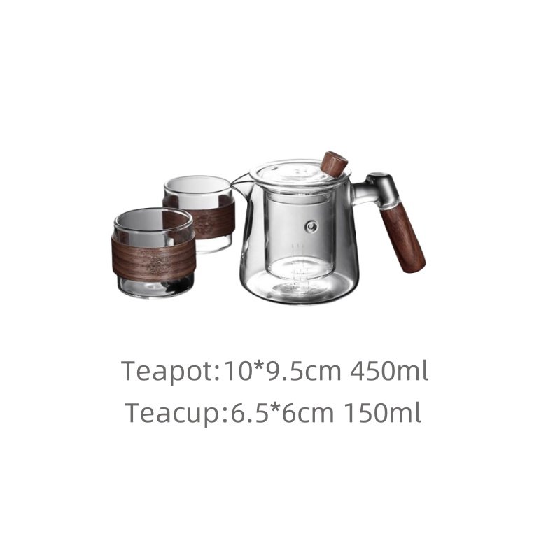 15.2 Fl Oz Wooden Handle Heat Resistant Glass Teapot With Removable Infuser 15.2 Fl Oz Wooden Handle Heat Resistant Glass Teapot With Removable Infuser