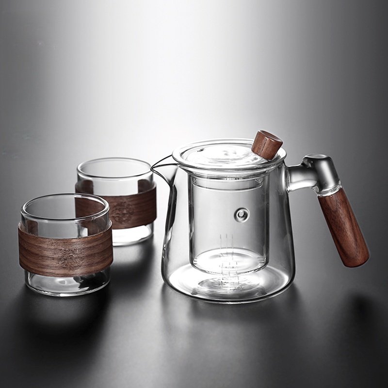 15.2 Fl Oz Wooden Handle Heat Resistant Glass Teapot With Removable Infuser 15.2 Fl Oz Wooden Handle Heat Resistant Glass Teapot With Removable Infuser
