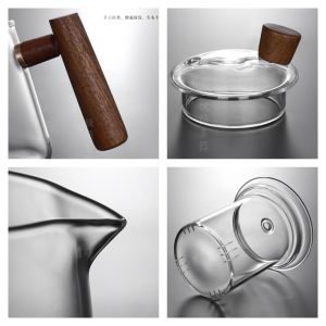 15.2 Fl Oz Wooden Handle Heat Resistant Glass Teapot With Removable Infuser