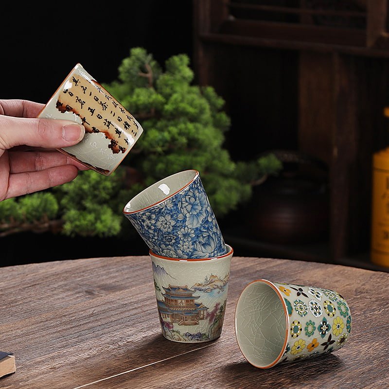 8.1 Fl Oz/240 Ml Blue And White Porcelain Antique Chinese Ceramic Tea Cups 8.1 Fl Oz/240 Ml Blue And White Porcelain Antique Chinese Ceramic Tea Cups